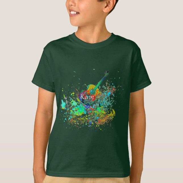 Camiseta Guitarra y acordes salpicadura personalizada (Anverso)
