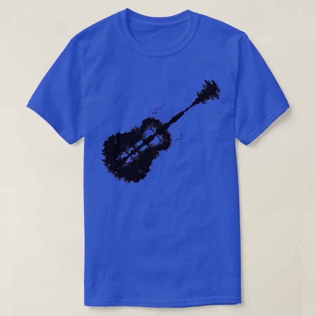 Camiseta guitarra y ciudad (Diseño del anverso)