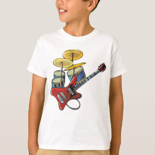Camiseta Guitarra Y Tambores Eléctricos