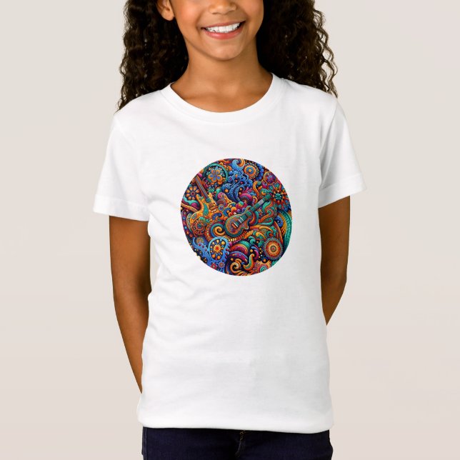 Camiseta Guitarras de mandala batik (Anverso)