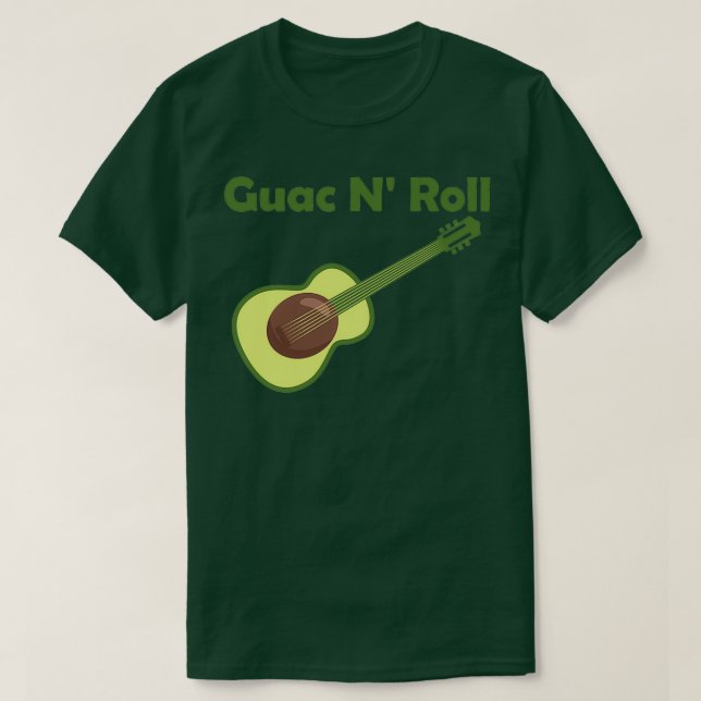 Camiseta Guitarras divertidas del rock del aguacate N Roll (Diseño del anverso)