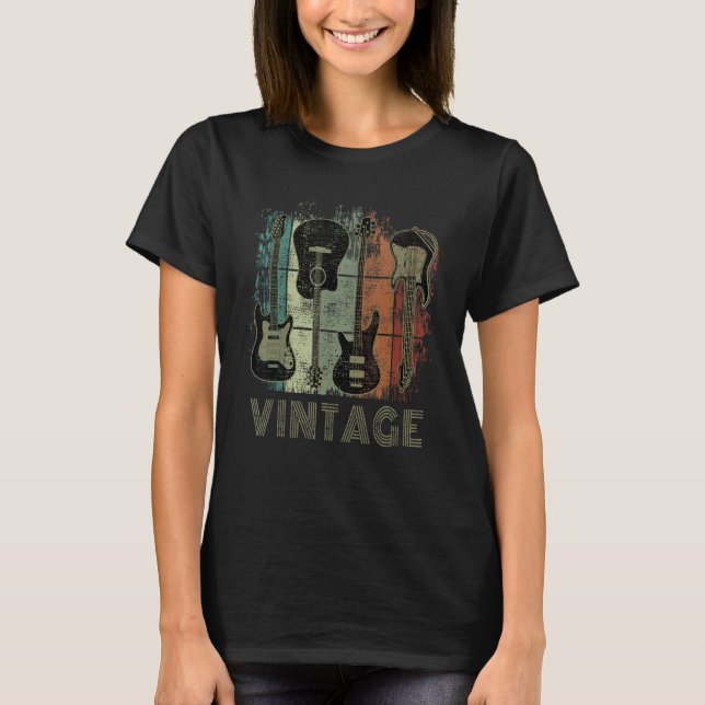 Camiseta Guitarras vintage para músicos y guitarristas blan (Anverso)