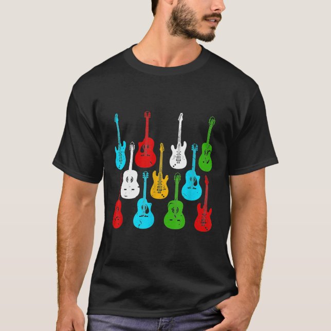 Camiseta Guitarrias Clásicas de Guitarra Acústicas Eléctric (Anverso)