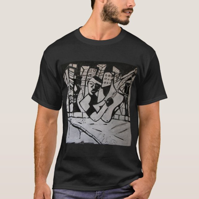 CAMISETA GUITARRISTA ABSTRACTO NEGRO BLANCO (Anverso)