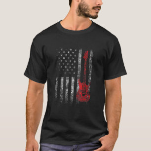 Camiseta Guitarrista afligido con bandera americana y guita