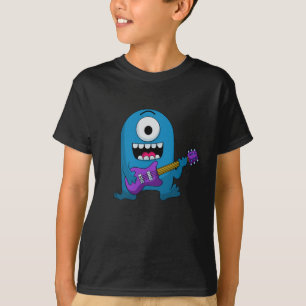 Camiseta Guitarrista azul lindo del monstruo