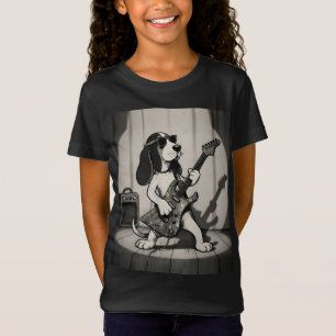 Camiseta Guitarrista Basset Hound Estrella de Rock Retro Mo