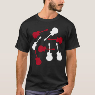 Camiseta guitarrista blanco y rojo de music-T
