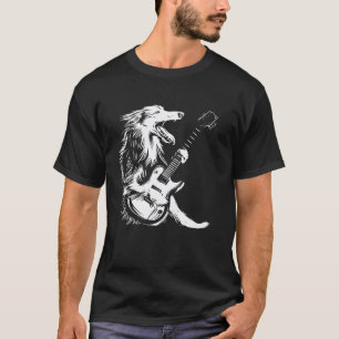Camiseta Guitarrista Canino Guitarra - Borzoi Papá Mamá