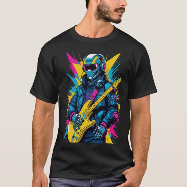 Camiseta guitarrista ciberpunk (Anverso)