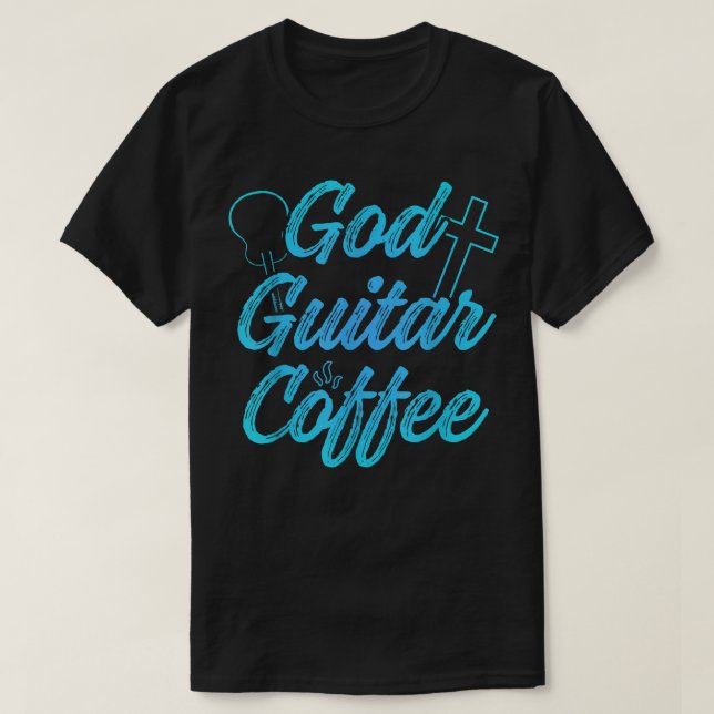 Camiseta Guitarrista Cristiano Dios Café Iglesia Alabanza G (Diseño del anverso)