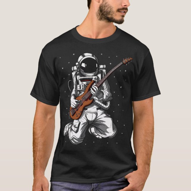Camiseta Guitarrista de Bajo Astronauta Espacial (Anverso)