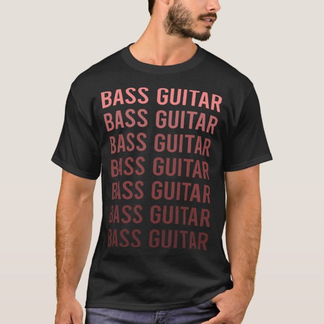 Camiseta Guitarrista de bajo de texto rojo (Anverso)