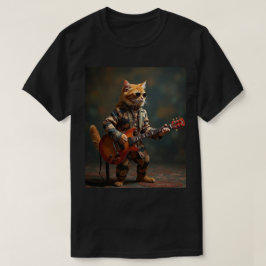 Camiseta Guitarrista de gato naranja