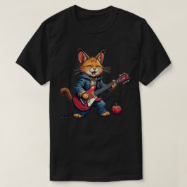 Camiseta Guitarrista de gato naranja