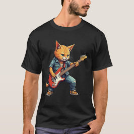 Camiseta Guitarrista de gato naranja