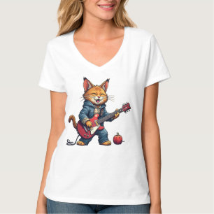 Camiseta Guitarrista de gato naranja