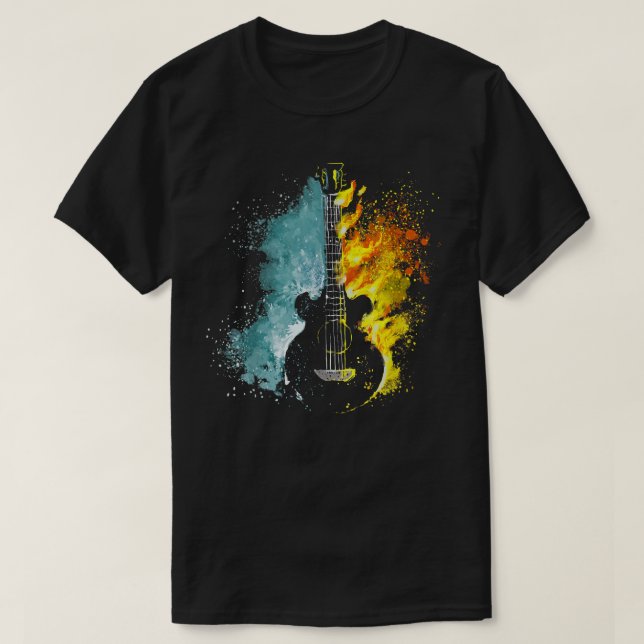 Camiseta Guitarrista de guitarra eléctrica fuego y musi de  (Diseño del anverso)