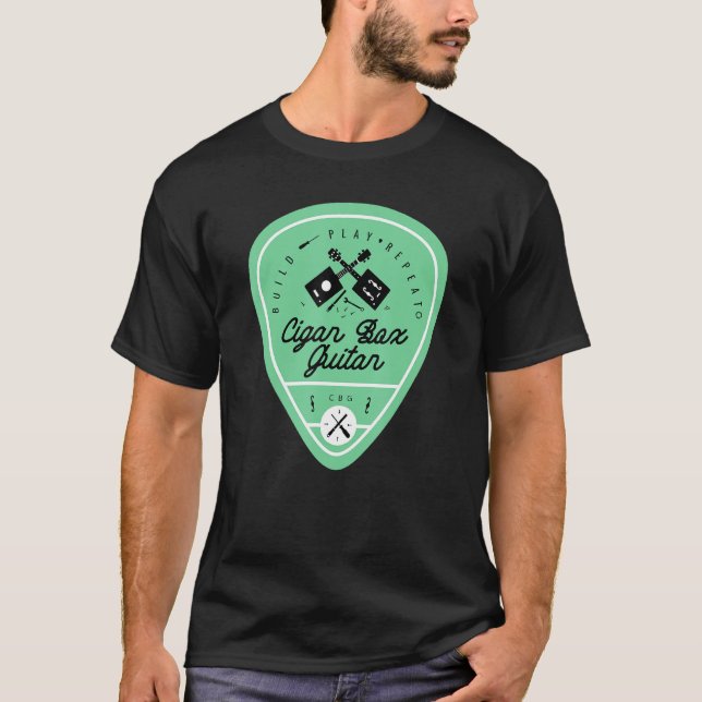 Camiseta Guitarrista de la guitarra de la caja del cigarro  (Anverso)