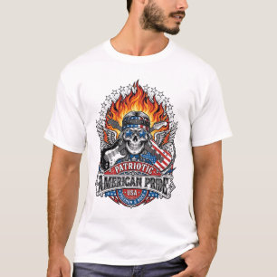 Camiseta Guitarrista de la Libertad Patriótica Cráneo Músic