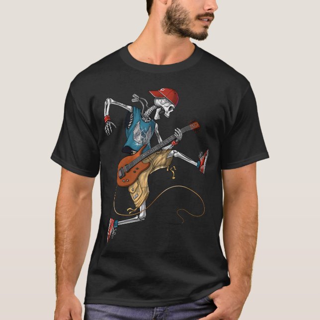 Camiseta Guitarrista de metal esqueleto (Anverso)