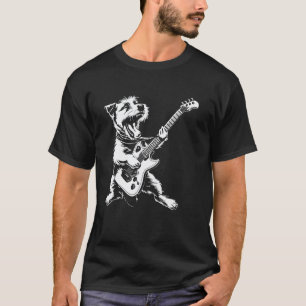 Camiseta Guitarrista de perro Guitarra - Russell Terrier Pa