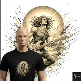 Camiseta Guitarrista de Rock Neon Saltando Salpicadura de P