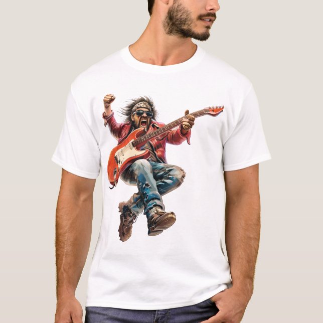 Camiseta Guitarrista estrella de rock eléctrico (Anverso)