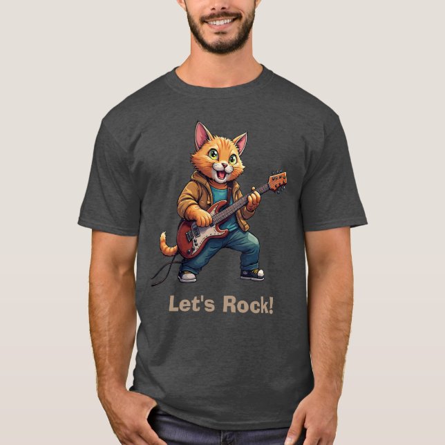 Camiseta Guitarrista Gato Naranja (Anverso)