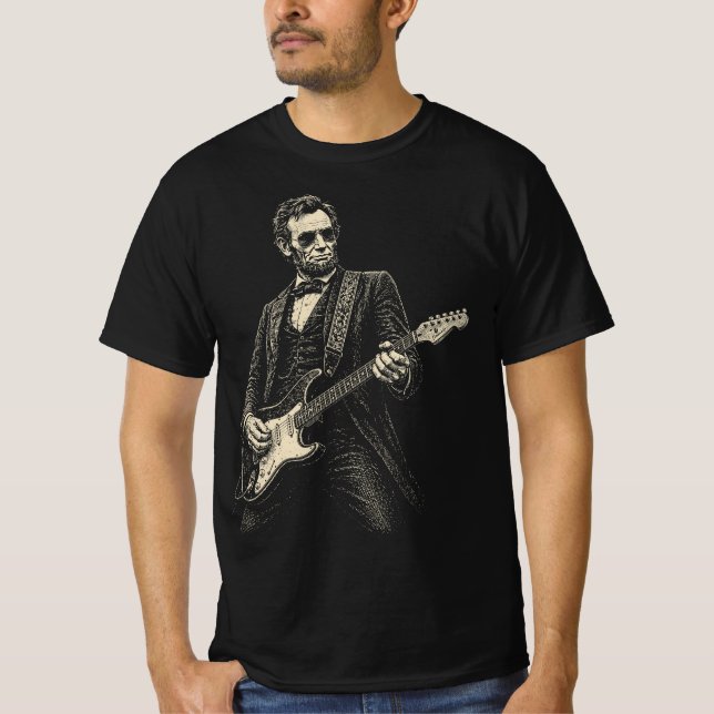 Camiseta Guitarrista genial Lincoln Grabado vintage (Anverso)