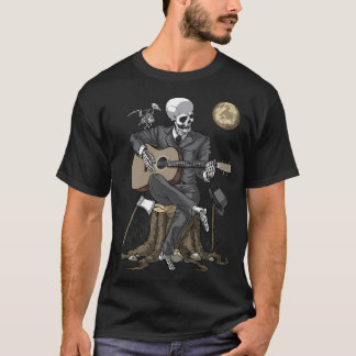 Camiseta Guitarrista Gótico Esqueleto