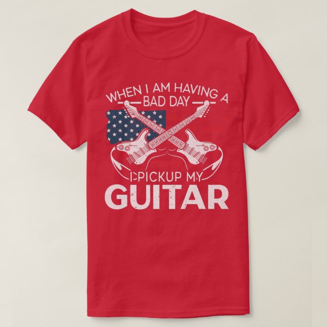 Camiseta Guitarrista Patriótico de la guitarra de la bander (Diseño del anverso)