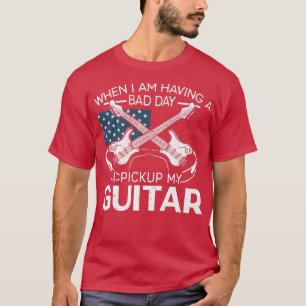 Camiseta Guitarrista Patriótico de la guitarra de la bander