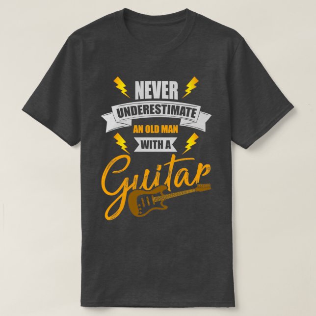 Camiseta Guitarrista retirado tocando guitarra musical (Diseño del anverso)