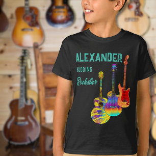 Camiseta guitarrista rockstar de colores vivos