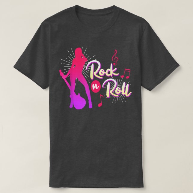Camiseta Guitarristas de rock dicen rock and Roll (Diseño del anverso)