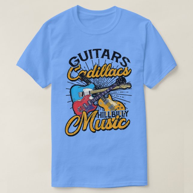 Camiseta Guitars Cadillacs Hillbilly Música y letra (Diseño del anverso)