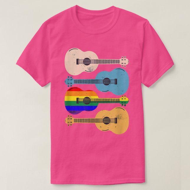 Camiseta Guitars retro del orgullo gay, amantes de la guita (Diseño del anverso)