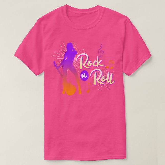 Camiseta Guitars saying Rock and Roll Rocker Rock music Gui (Diseño del anverso)