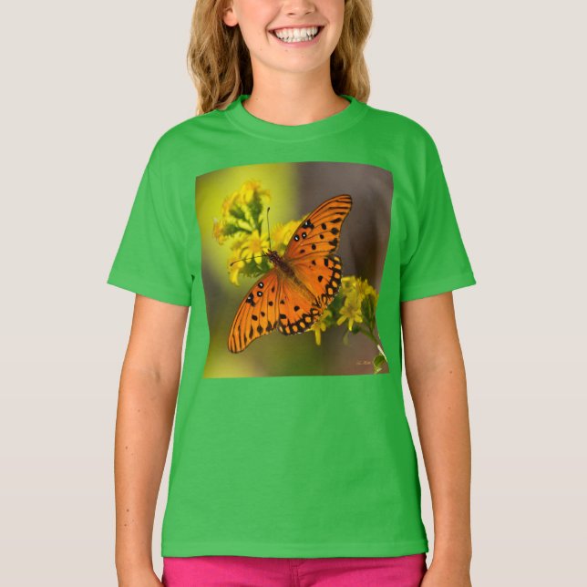 Camiseta Gulf Fritillary aka Passion Butterfly on Goldenrod (Anverso)