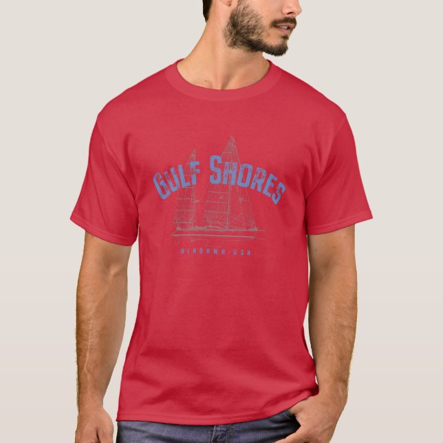 Camiseta Gulf Shores Alabama Nautical Sailboat Design Overs (Anverso)