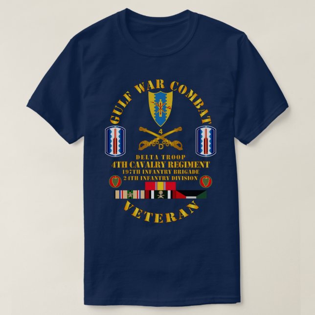 Camiseta GulfCombat Cavalry Vet con Delta Troop 4th Cav 197 (Diseño del anverso)