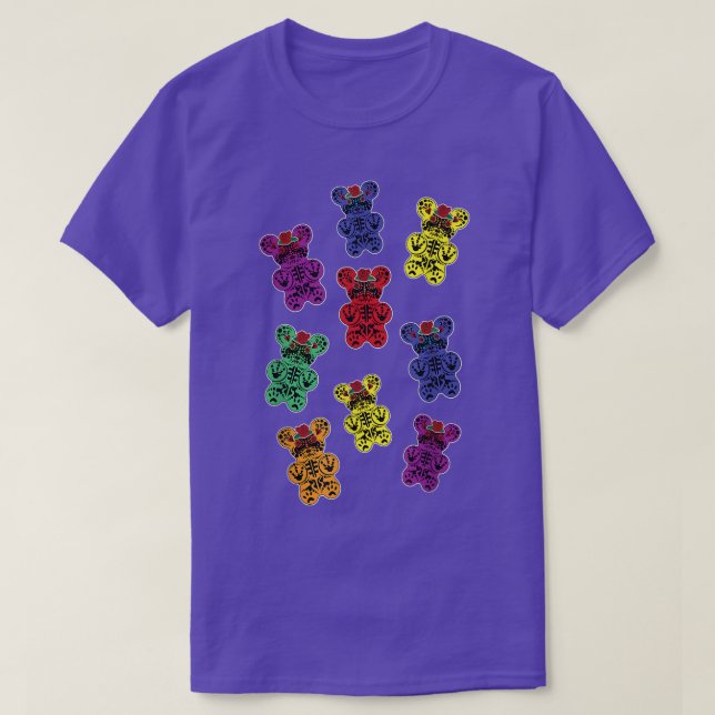 Camiseta Gummies calvaria arte de oso, osos gomas y esquele (Diseño del anverso)