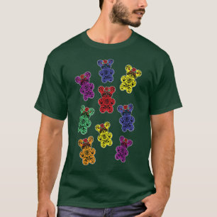 Camiseta Gummies calvaria arte de oso, osos gomas y esquele