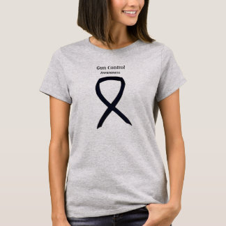 Camiseta Gun Control Black Awareness Ribbon Custom Shirt