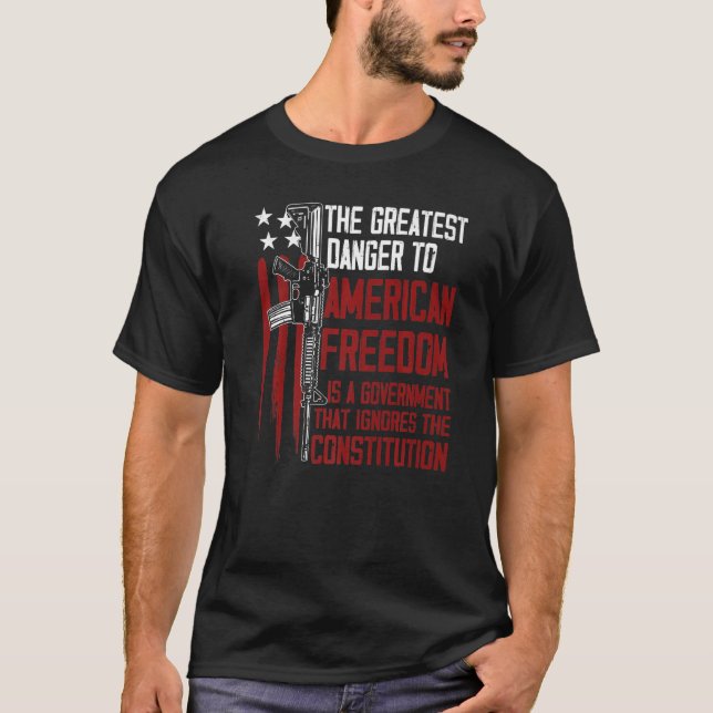 Camiseta Gun USA Bandera Estadounidense Libertad Gobierno M (Anverso)