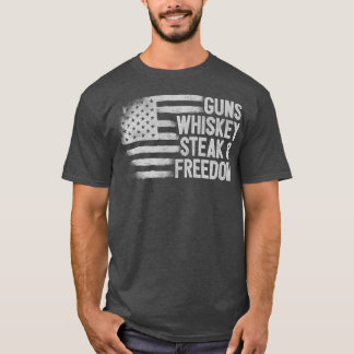 Camiseta Gun Whiskey Steak Freedom Estados Unidos Bandera A