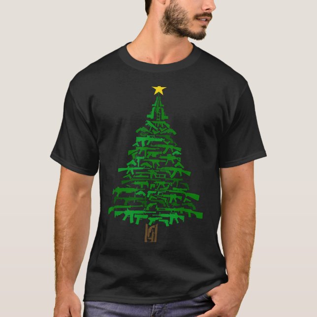 Camiseta Guns Christmas Tree - Xmas Gift For Guns Lover  (Anverso)