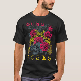 Camiseta Guns N' Skeleton Rosas