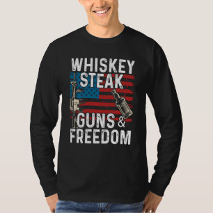 Camiseta Guns Whiskey Steak Freedom Whiskey Bourbon